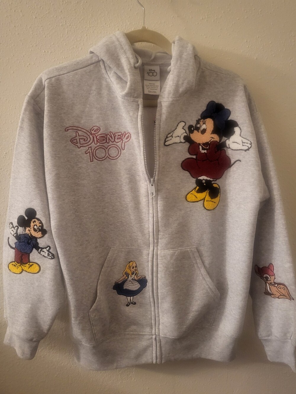 Disney Light Gray Zip Hoodie with DISNEY Character Patches